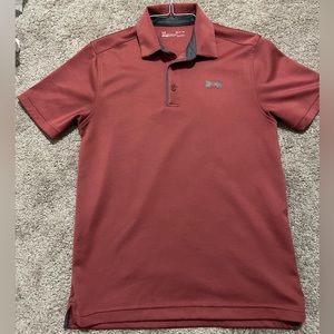 Red Under Armour golf polo shirt